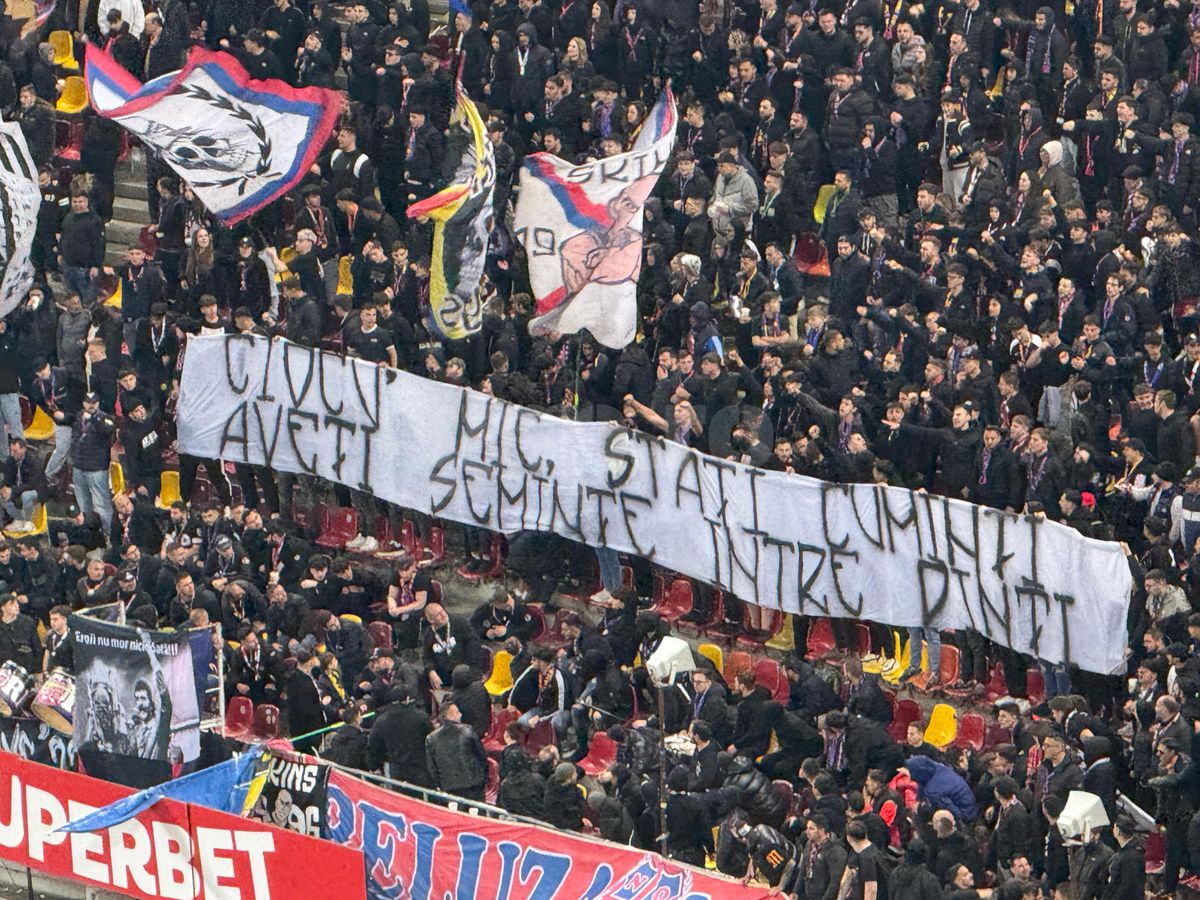 Toate mesajele galeriilor din FCSB - Rapid » Ironii tăioase și 4 bannere INTERZISE de Jandarmerie: „Nu reușiți în veci”