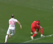 Gol de cascadorii râsului în Superliga! Ploaia de la Sibiu l-a doborât pe portarul Krell