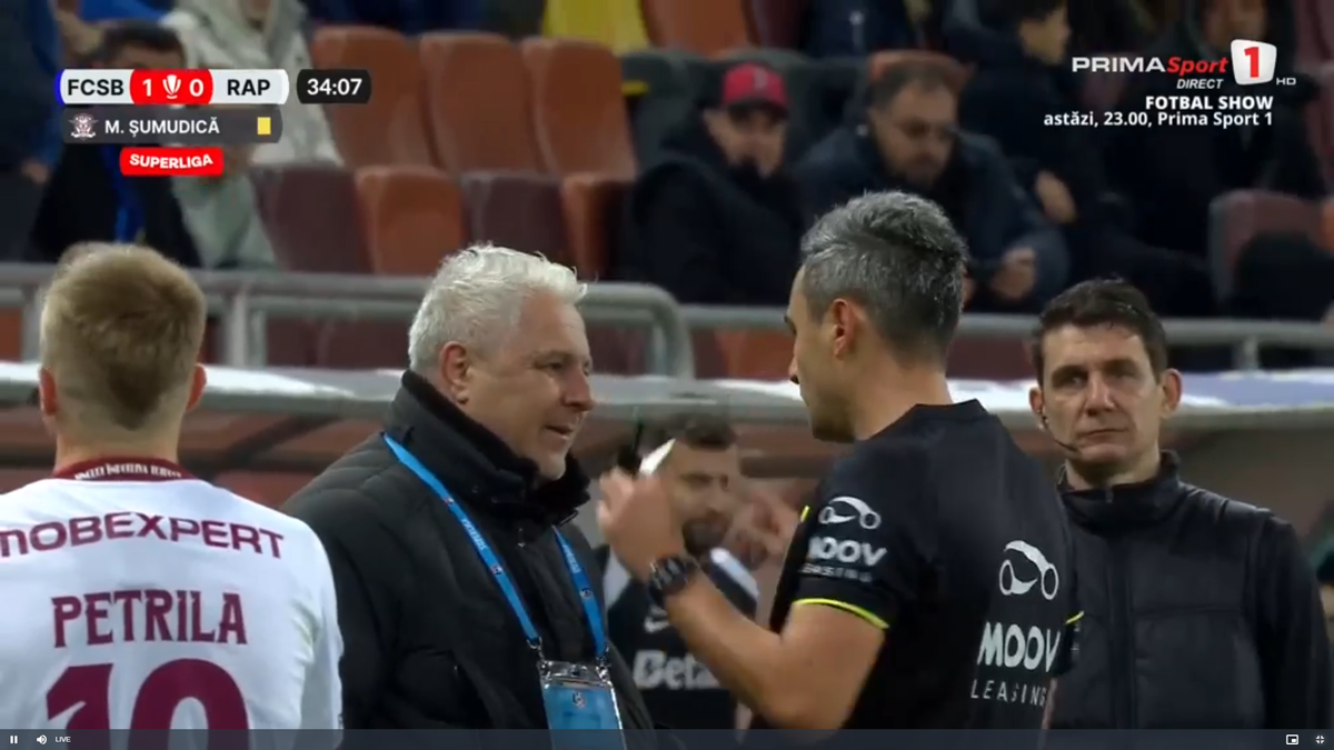 Rapid a cerut penalty în prima repriză a derby-ului cu FCSB