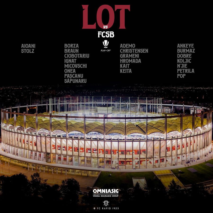 Rapid a anunțat lotul pentru meciul cu FCSB FCSB - Rapid 3-3 » Cel mai spectaculos meci al sezonului! Rapid rămâne „kriptonita” roș-albaștrilor și în inferioritate numerică