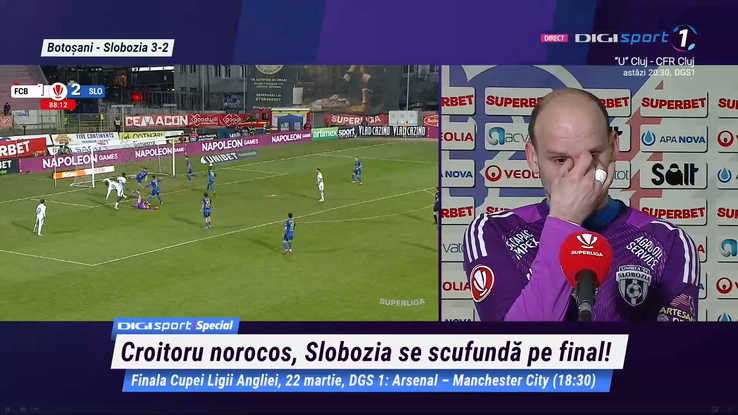 Denis Rusu, în lacrimi după Botoșani - Slobozia // FOTO: captură @Digi Sport