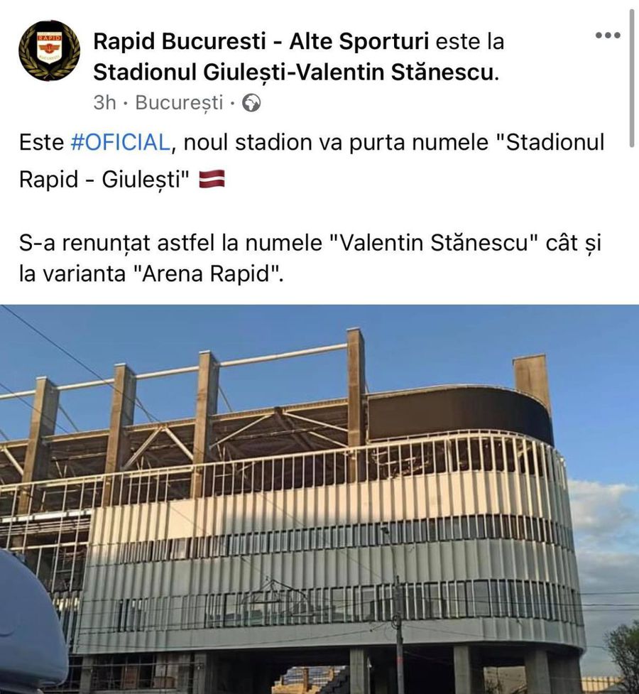 S-a decis! Cum se va numi noua arenă a Rapidului