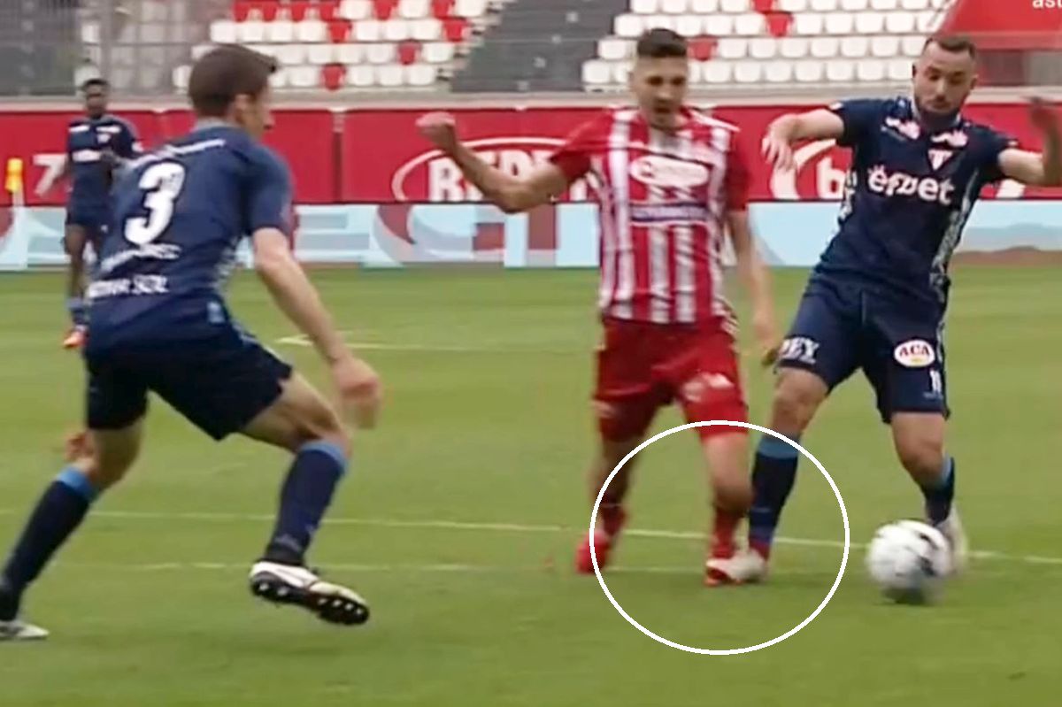 Două greșeli de arbitraj în finalul meciului de la Sf. Gheorghe » Feșnic a judecat greșit două faze din careul arădenilor