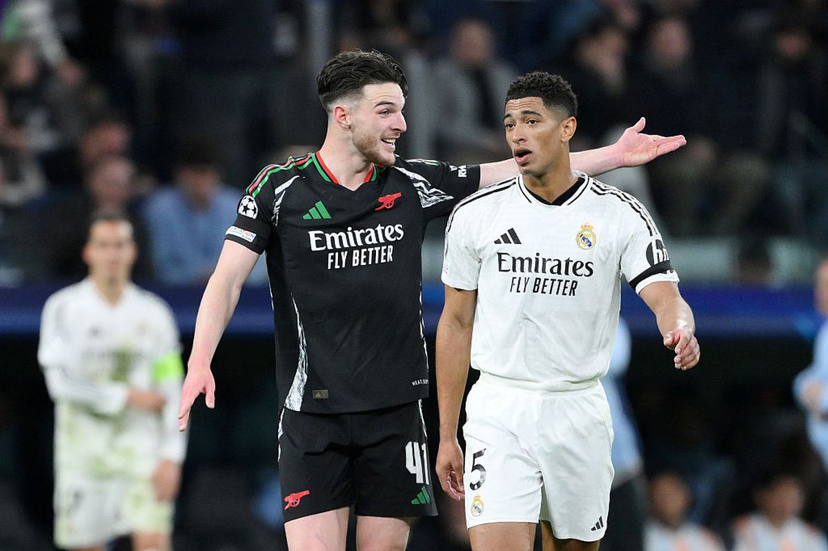 Decizie controversată în Real Madrid - Arsenal: a fost sau nu penalty la duelul Mbappe - Rice?