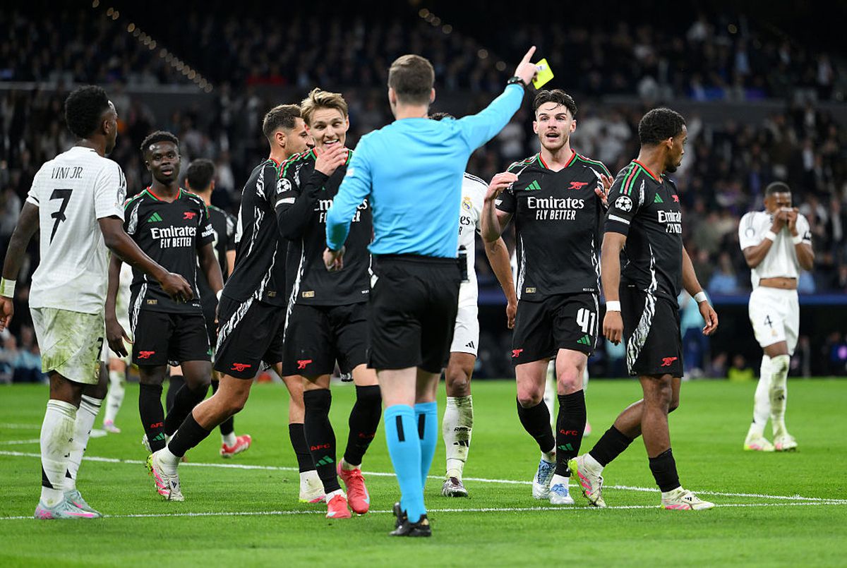 Decizie controversată în Real Madrid - Arsenal: a fost sau nu penalty la duelul Mbappe - Rice?