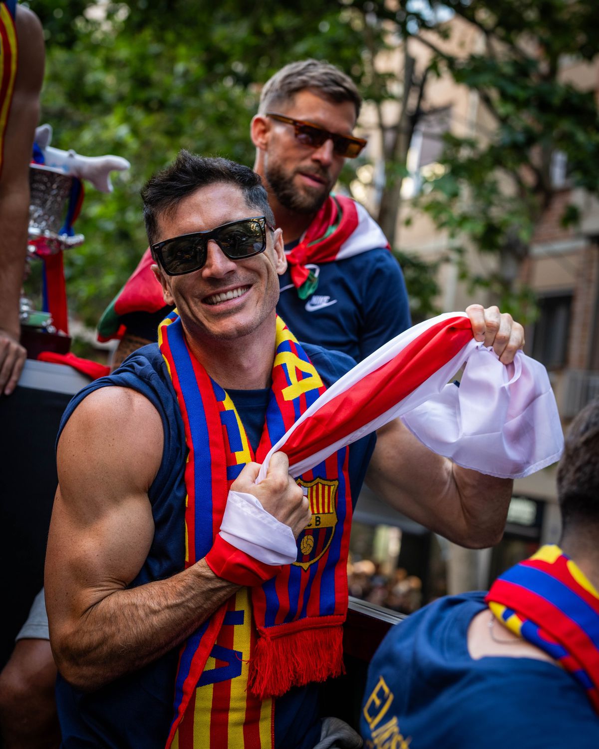 Imagini de la petrecerea de titlu a celor de la FC Barcelona