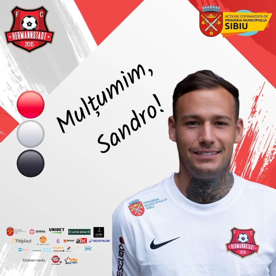 Alessandro Murgia nu mai este fotbalistul lui Hermannstadt! Aproape de un acord cu U Cluj. FOTO: Facebook @FC Hermannstadt Cel mai curtat mijlocaș din Superliga a rămas liber de contract și semnează: „Mulțumim!”