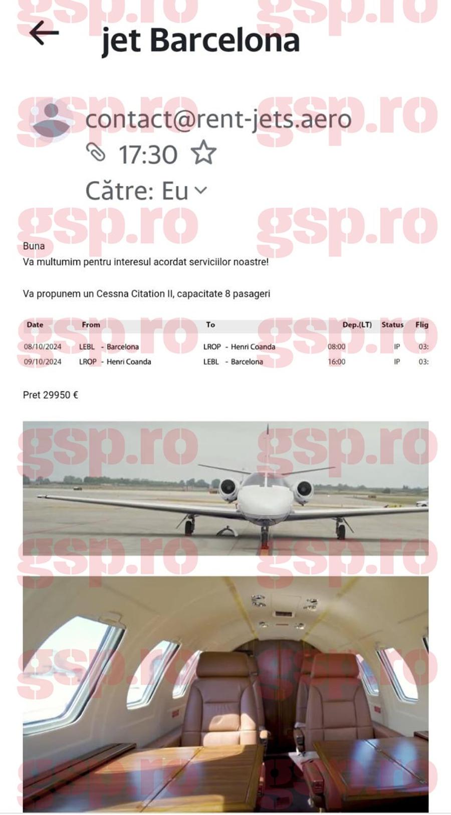 Confirmarea pentru zborul lui Laporta la București, cu prețul propus de compania aeriană Barca Academy România, afacere de stat: șeful ANS, Bogdan Matei, și ex-premierul Marcel Ciolacu, „nașii” proiectului + Iată cât a costat avionul cu care a venit Joan Laporta la București!