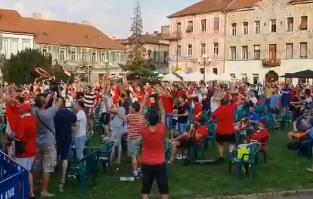 UTA Arad - Petrolul 1-1 // VIDEO Derby-ul din Liga 2, urmărit în centrul orașului de 500 de suporteri! Fără distanțare socială și măsți de protecție