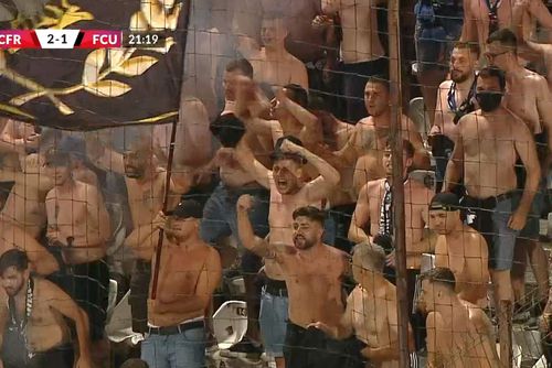 Ultrașii Craiovei au făcut show în „Gruia” / Captură TV Telekom Sport