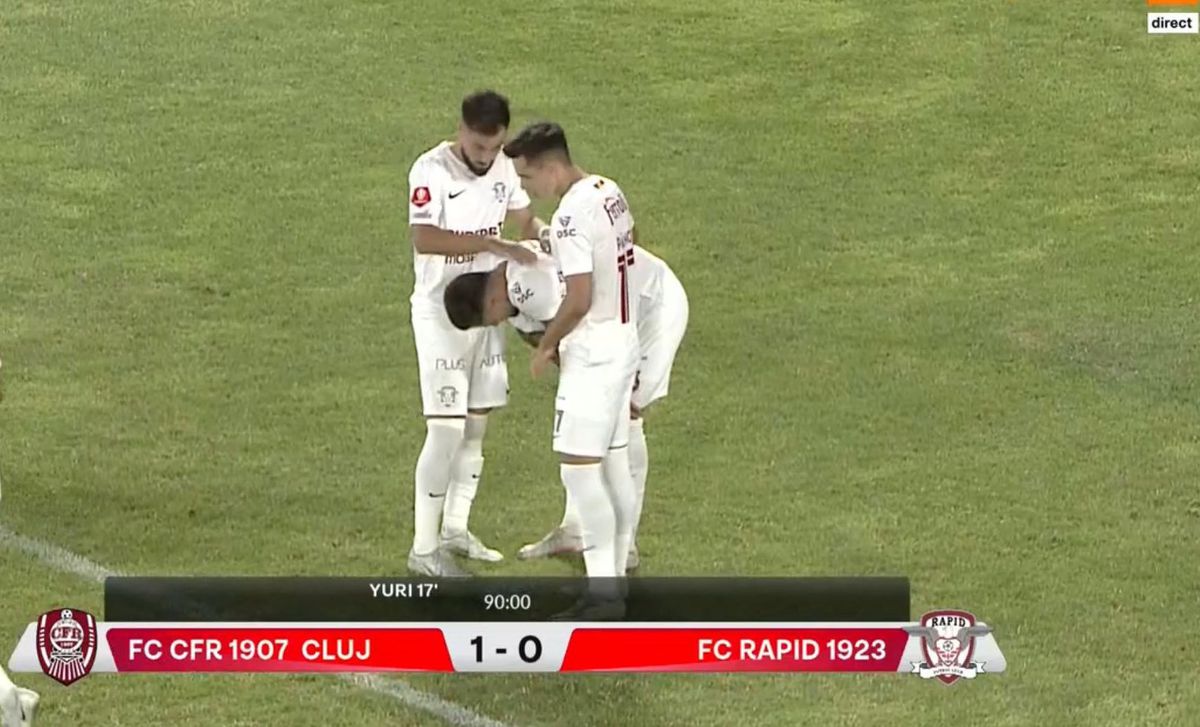 Final-thriller în CFR Cluj - Rapid! Giuleștenii ratează un penalty dictat cu ajutorul VAR, la ultima acțiune