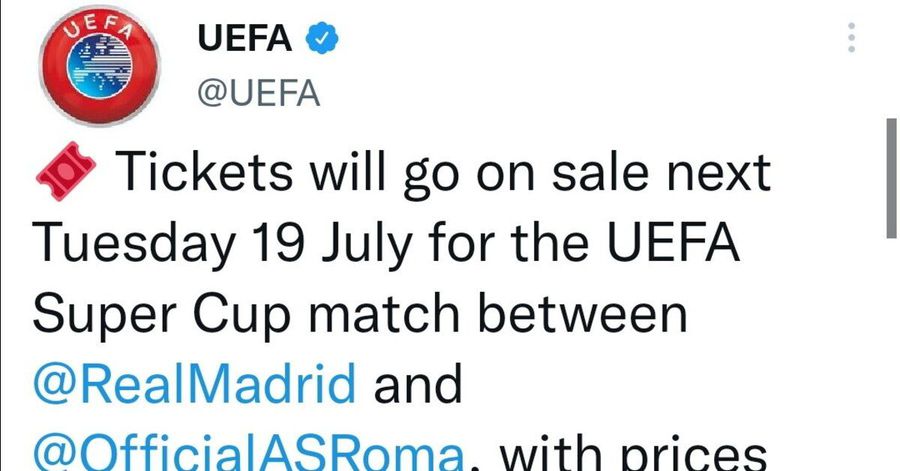 UEFA, gafă uriașă pe pagina oficială! A făcut reclamă la un meci fictiv în loc de Supercupa Europei