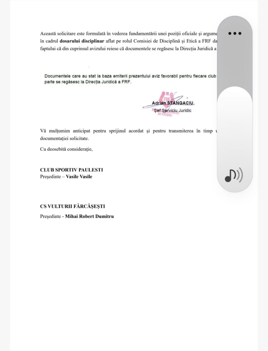 Șicanele FRF împotriva contestatarilor în cazul „Unirea Ungheni - ASA Tg. Mureș” » Telefoane de intimidare și interzis la documente