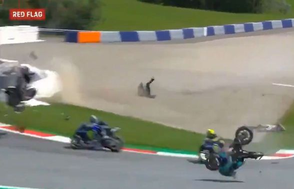 FOTO Accidente groaznice în Moto2 și MotoGP! Valentino Rossi a trecut printr-o experiență soră cu moartea!