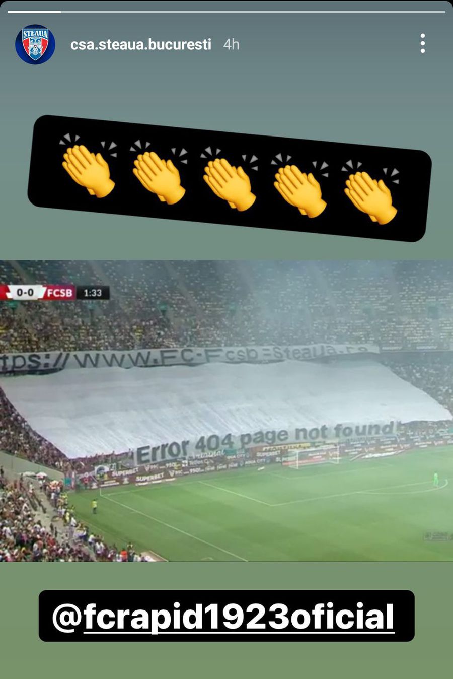Steaua, ironii la adresa FCSB în timpul derby-ului cu Rapid » Ce a postat CSA