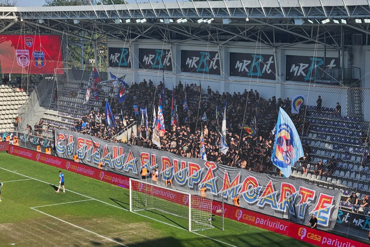 Scenografia pregătită de Peluza Sud la meciul cu CS Dinamo