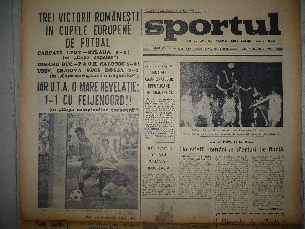 RETRO GSP. 50 de ani de la o zi antologică pentru fotbalul românesc. Cu ce rezultate au uimit UTA, Steaua, Dinamo și Craiova