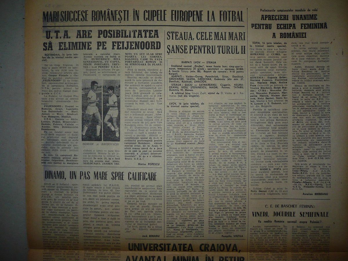 RETRO GSP. 50 de ani de la o zi antologică pentru fotbalul românesc. Cu ce rezultate au uimit UTA, Steaua, Dinamo și Craiova