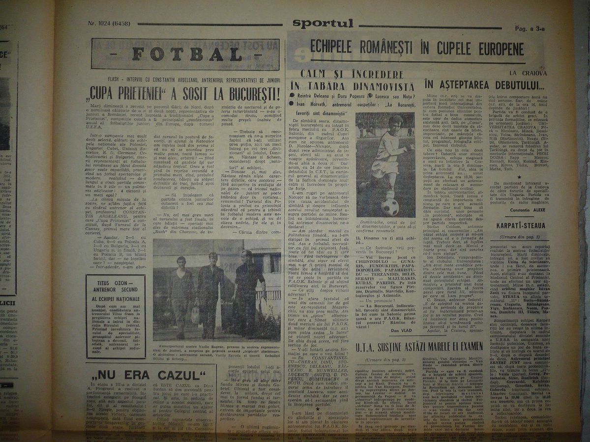 RETRO GSP. 50 de ani de la o zi antologică pentru fotbalul românesc. Cu ce rezultate au uimit UTA, Steaua, Dinamo și Craiova