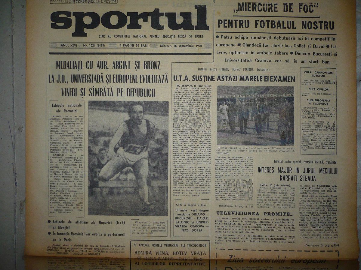 RETRO GSP. 50 de ani de la o zi antologică pentru fotbalul românesc. Cu ce rezultate au uimit UTA, Steaua, Dinamo și Craiova