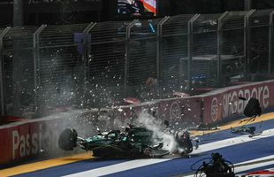 Accident înfiorător în MP de Formula 1 din Singapore » Mașina pilotată de Stroll a fost făcută praf