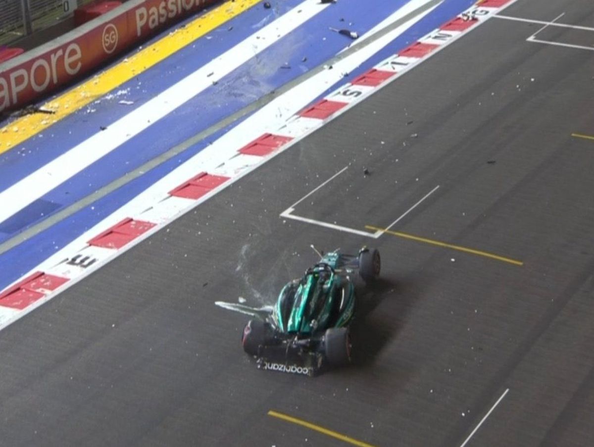 Accident înfiorător în MP de Formula 1 din Singapore » Mașina pilotată de Stroll a fost făcută praf