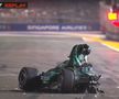 Accident înfiorător în MP de Formula 1 din Singapore » Mașina pilotată de Stroll a fost făcută praf