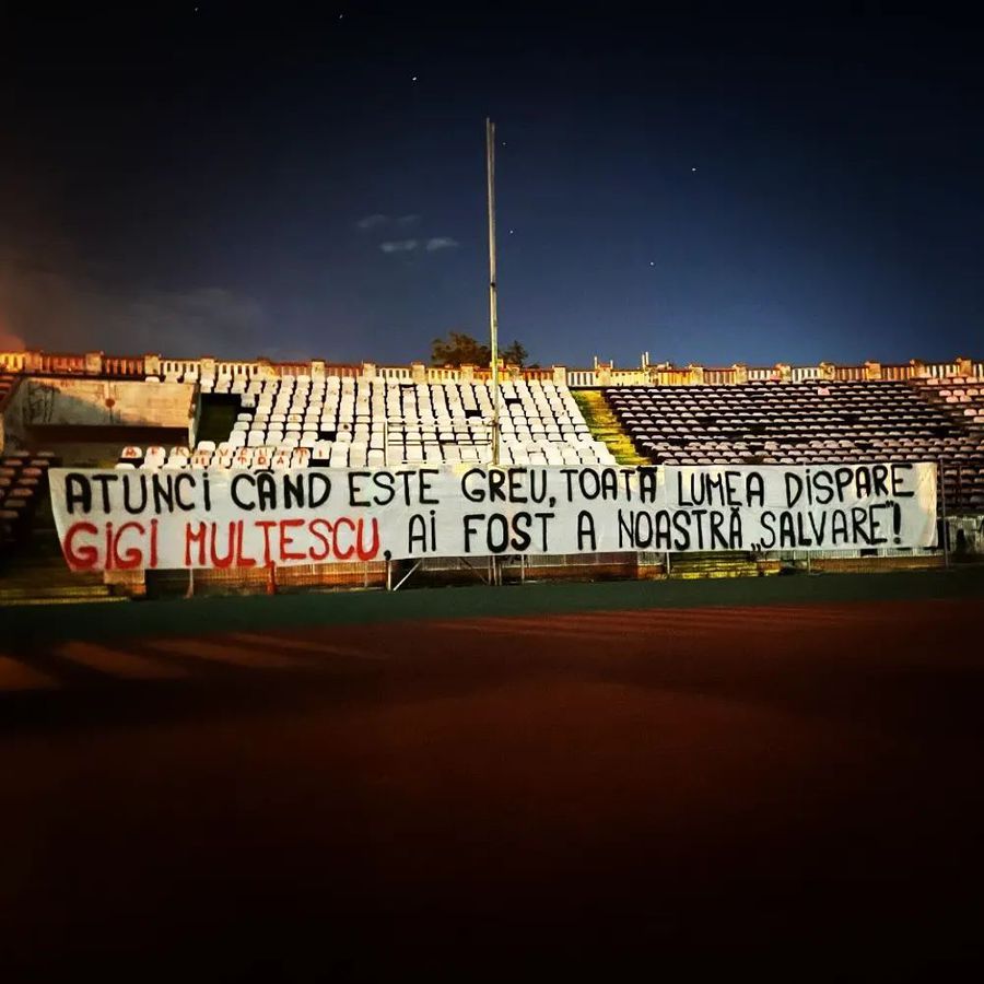 Mesajele emoționante afișate de suporterii lui Dinamo pe stadionul din Ștefan cel Mare după dispariția lui Gigi Mulțescu: „Pleacă un alt artist”