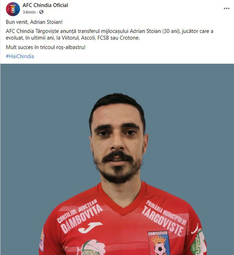 Adrian Stoian revine în Liga 1 » A fost prezentat oficial la noua echipă: „Mult succes în tricoul roș-albastru”