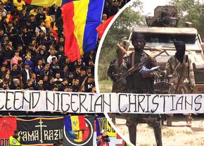 „Apărați creștinii din Nigeria” » Ce înseamnă bannerul neașteptat afișat de galeria României la meciul cu Austria: „Sunt 19.000 de biserici distruse”