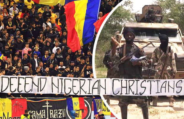 „Apărați creștinii din Nigeria” » Ce înseamnă bannerul neașteptat afișat de galeria României la meciul cu Austria: „Sunt 19.000 de biserici distruse”