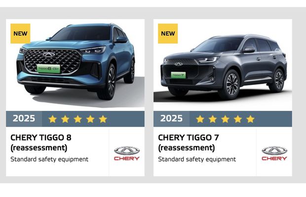 Chery TIGGO7 CSH și TIGGO8 CSH au obținut ratingul maxim de cinci stele la testele Euro NCAP