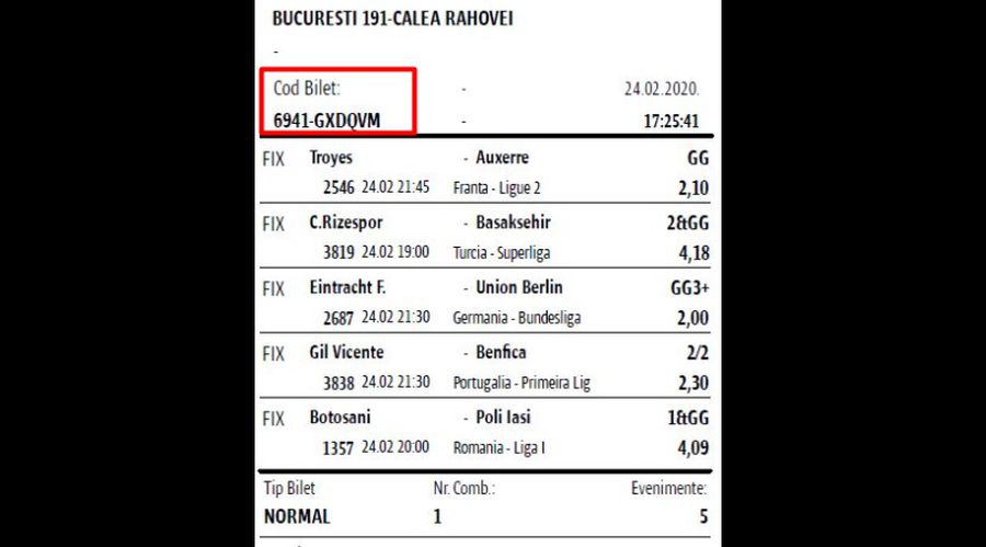 Codul biletului de la Superbet se află în partea stângă, deasupra evenimentelor alese Verificare bilet Superbet - Pași simpli, cum afli dacă ai biletul câștigător