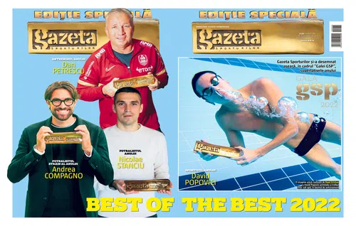 În ediția de astăzi, Gazeta Sporturilor prezintă, amplu, în 32 de pagini cele mai importante premii din sportul românesc. Marți seara a avut loc Gala GSP 2022.