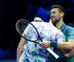 Novak Djokovic (36 de ani, 1 ATP) l-a învins pe Hubert Hurkacz (26 de ani, 11 ATP), scor 7-6(1), 4-6, 6-1, dar încă nu a obținut calificarea în semifinalele Turneului Campionilor.