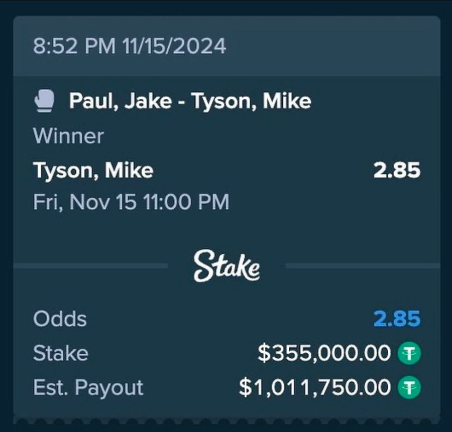 A pariat 355.000 de dolari pe meciul Mike Tyson - Jake Paul, dar n-a nimerit pronosticul