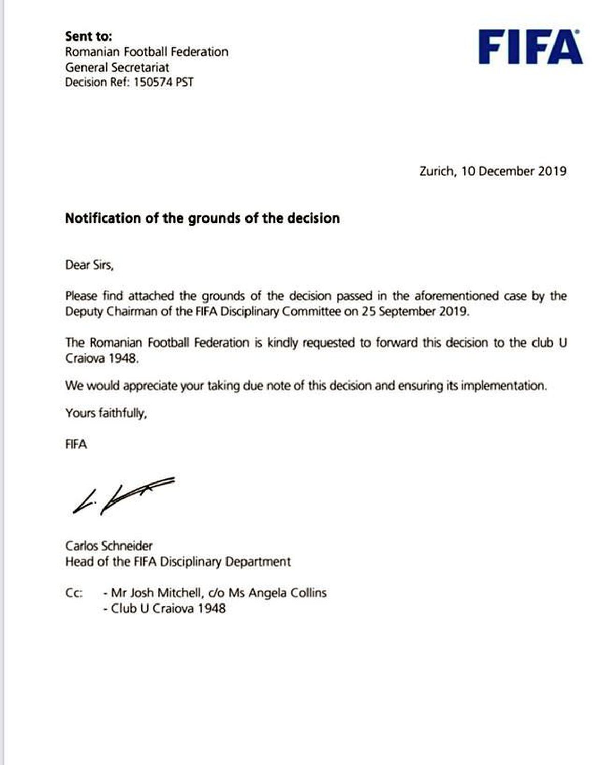 Actele FIFA publicate de Adrian Mititelu