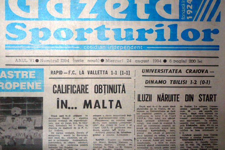 Ce scria Gazeta Sporturilor, după înfrângerea Universității Craiova cu Dinamo Tbilisi