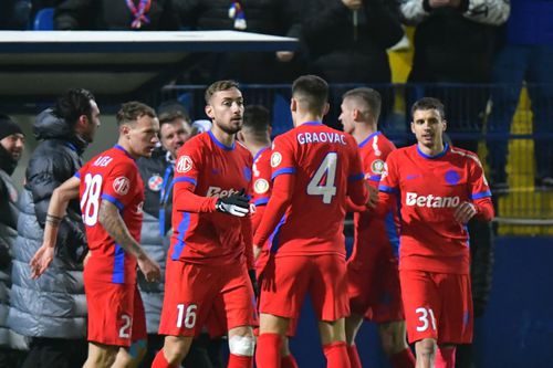 Daniel Graovac și Mihai Lixandru au format cuplul de fundași centrali al celor de la FCSB, în meciul cu Unirea Slobozia. Foto: Cristi Preda, GSP