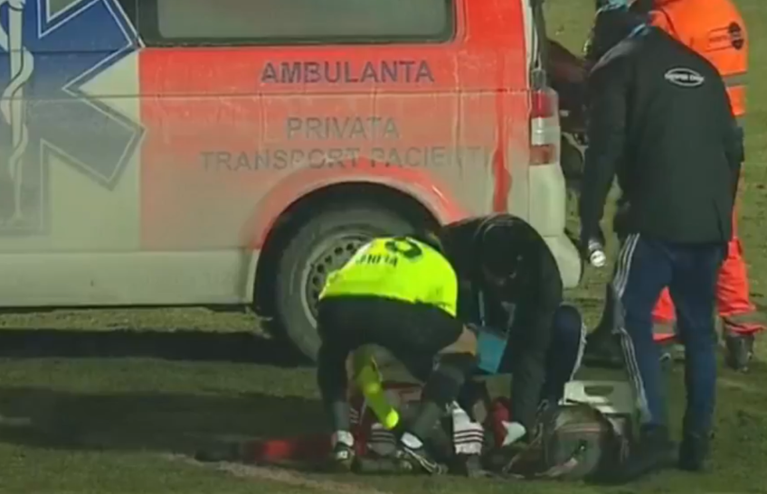 Sepsi - CFR Cluj. Florin Ștefan (24 de ani, fundaș stânga) a ieșit cu ambulanța de pe teren