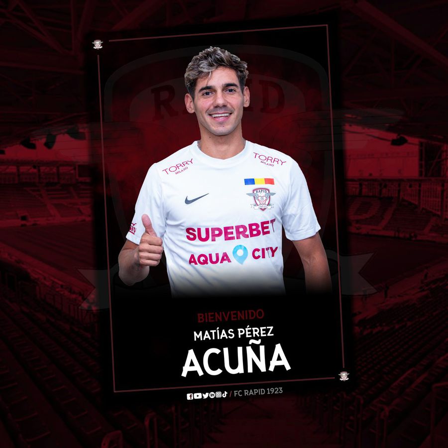 Rapid l-a transferat pe fundașul dreapta argentinian Matias Perez Acuna (27 de ani). Rapid a mai transferat un fundaș dreapta: „Nu am stat prea mult pe gânduri”