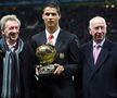 Cristiano Ronaldo, între legendarii Denis Law și Sir Bobby Charlton, la festivitatea decernării Balonului de Aur în 2008 / Foto: Imago