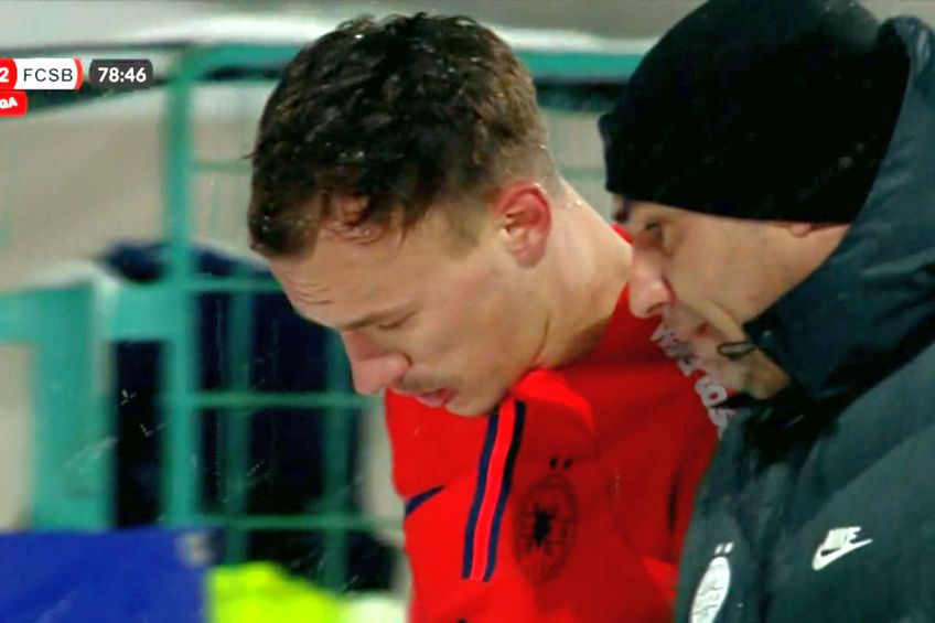 Alexandru Pantea s-a accidentat în Gloria Buzău - FCSB, foto: captură Prima Sport