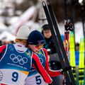 Frații Einar și Jens Luraas Oftebro după proba de combinată nordică  pe trambulina mare la JO 2026 Foto: Imago Images