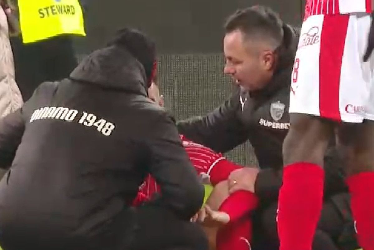Jucătorul lui Dinamo s-a întins pe gazon, după meci » Florentin Petre a intervenit: „Să vină medicul mai repede”