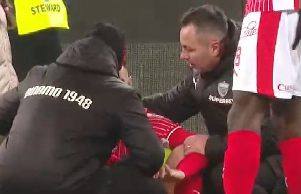 Jucătorul lui Dinamo s-a întins pe gazon, după meci » Florentin Petre a intervenit: „Să vină medicul mai repede”