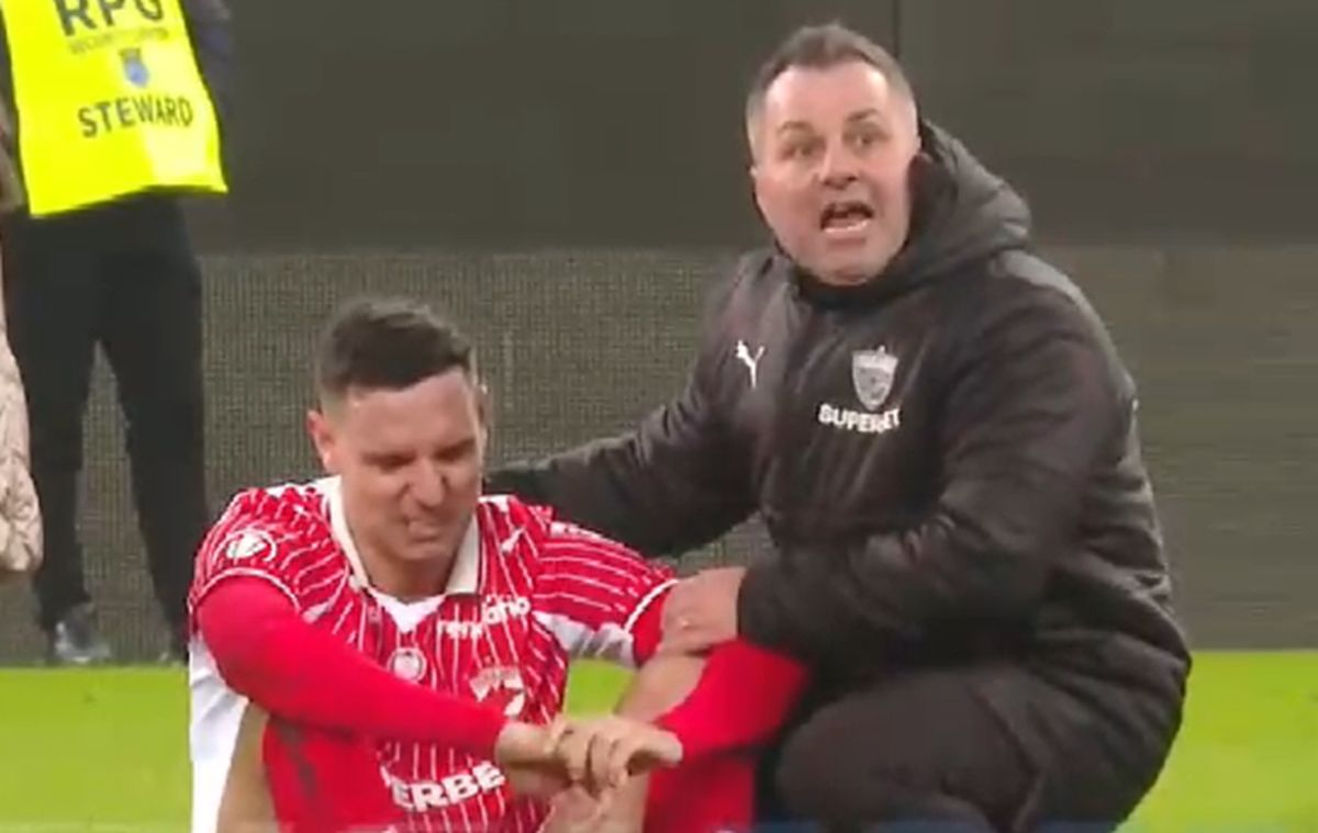 Jucătorul lui Dinamo s-a întins pe gazon, după meci » Florentin Petre a intervenit: „Să vină medicul mai repede”