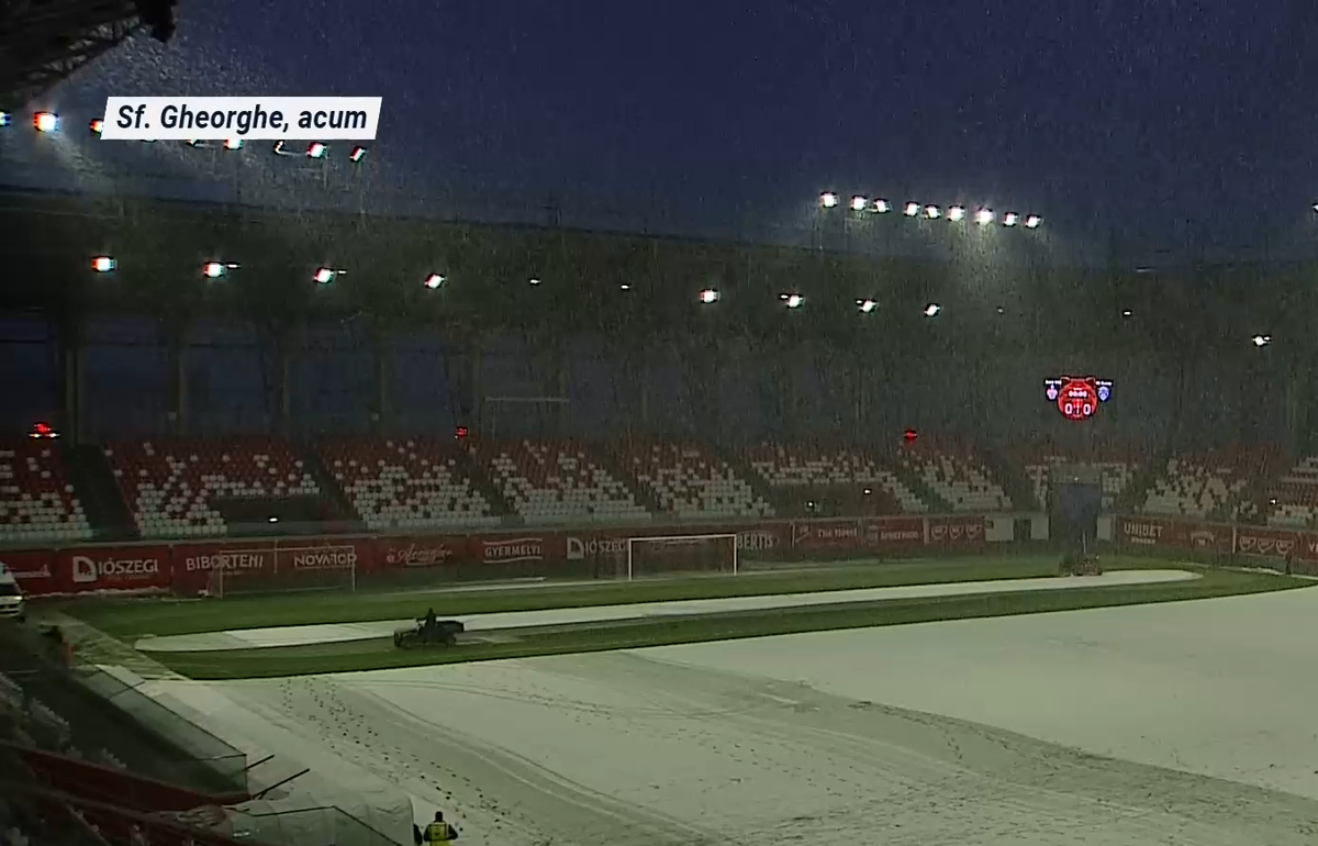 S-a întors iarna! » Cum arată terenul cu 90 de minute înainte de Sepsi - Gloria Buzău