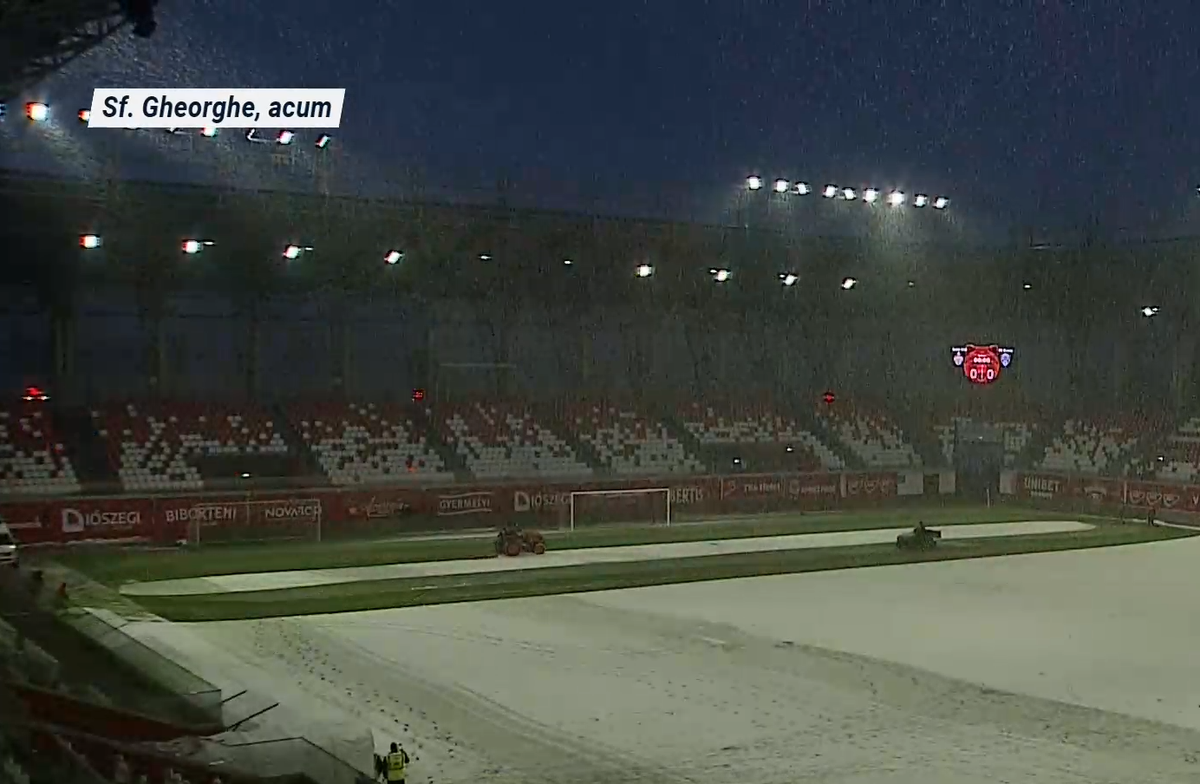 S-a întors iarna! » Cum arată terenul cu 90 de minute înainte de Sepsi - Gloria Buzău