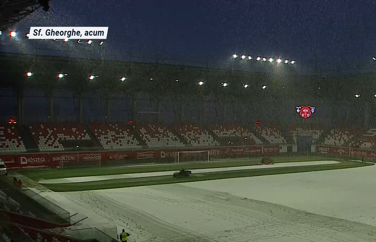 S-a întors iarna! » Cum arată terenul cu 90 de minute înainte de Sepsi - Gloria Buzău